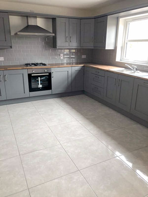 Kitchen after a deep clean, mop and vacuuming